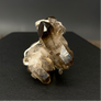 Smoky quartz cluster ring - silver