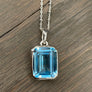 Blue topaz gemstone necklace - sterling silver