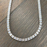 Asscher cut cz tennis necklace - sterling silver