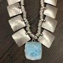 Larimar cushion/rectangle statement necklace