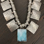 Larimar cushion/rectangle statement necklace