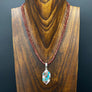 Garnet double beaded necklace with pink opal turquoise - sterling silver