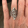 Beaded "wavy lines" ring - antique silver