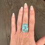 Copper turquoise statement ring - sterling silver