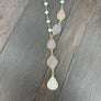 Asymmetrical white beaded druzy necklace - gold