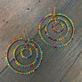 Triple hoop with rainbow seed beads - gold