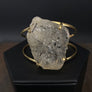 Tourmalated quartz cluster cuff bracelet - gold