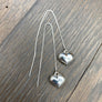 Lightweight .925 sterling silver puffy heart thread earrings - silver