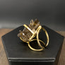 Smoky quartz cluster ring - gold