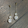 Double cz dangle earring- silver, gold