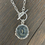 “Tiny toggle” wrap and toggle small amethyst stalactite slice necklace - silver