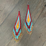 Seed bead extra long fringe earrings