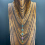 Corundum sapphire and ruby lariat necklace - gold