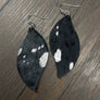 Leather faux pony hair and metallic leaf earrings - silver, gold