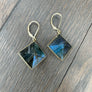Labradorite faceted large 3d kite earrings - gold vermeil