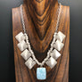 Larimar cushion/rectangle statement necklace