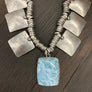 Larimar cushion/rectangle statement necklace