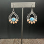 Larimar and Coral fan earrings - sterling silver