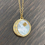 Summer sky Crescent moon and star mother-of-pearl coin necklace - silver, gold