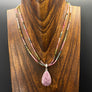 Watermelon tourmaline and lepidolite necklace - sterling silver