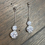 Double cz dangle earring- silver, gold