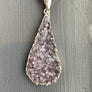 Teardrop druzy pendant - antique silver