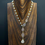 Asymmetrical white beaded druzy necklace - gold
