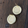 Small cross coin stud earrings - brushed gold and gunmetal