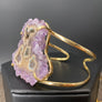 Amethyst/Jasper stalactite slice prong set cuff - gold