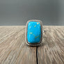 Beaded Trimmed turquoise rings - sterling silver