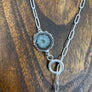Toggle lariat with jasper stalactite slice accent - silver