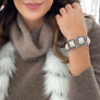Rock stud bracelet - antique silver