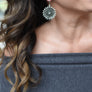 Dahlia disc flower earrings - antique silver, brass