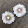Amethyst and jasper stalactite slice flower stud earrings