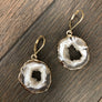 Extra quality druzy centerd oco geode slice earrings - gold
