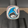 OOAK Fordite ring - sterling silver