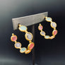 Pastel cat eye bezel hoops - brass