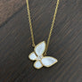 Mother-of-pearl tilted butterfly layering necklace