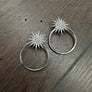 Pavé black cz sun hoops- gold, sterling silver