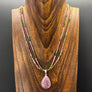 Watermelon tourmaline and lepidolite necklace - sterling silver
