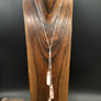 Rose quartz “waterfall” lariat necklace - silver, gold