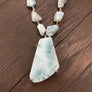 Larimar nugget with free form Larimar pendant - silver