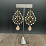 Double teardrop hoop earrings with druzy drops - gold tone
