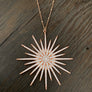 Rainbow moonstone, bezel cz and pavé cz sunburst necklace