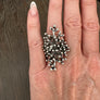 Beaded "branch coral" ring - antique silver