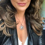 Pavé cz disc necklace - gunmetal and rose gold