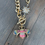Springtime cz bee front toggle necklace - mixed metallic