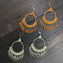 Beaded chandelier earrings - antique gold