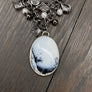 Dendritic opal charm style necklace - gunmetal
