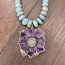 Larimar and amethyst/Jasper stalactite - silver